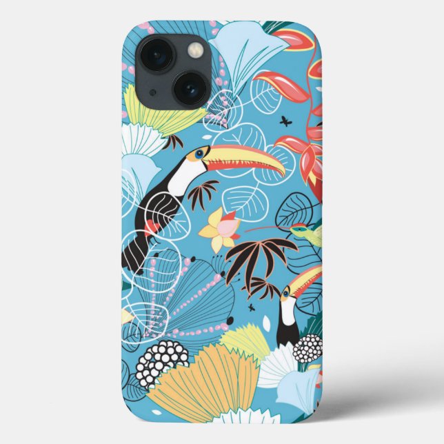 Tropical Texture With Toucans and Hummingbirds Case-Mate iPhone Case (Back)