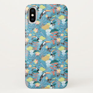 Tropical Texture With Toucans and Hummingbirds iPhone X Case