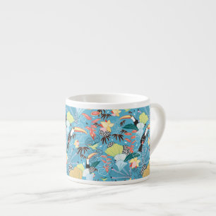 Tropical Texture With Toucans and Hummingbirds Espresso Cup