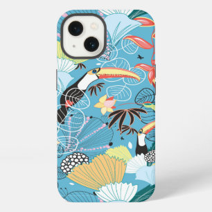 Tropical Texture With Toucans and Hummingbirds iPhone 13 Case