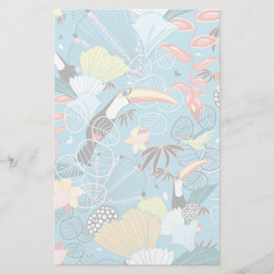 Tropical Texture With Toucans and Hummingbirds Stationery