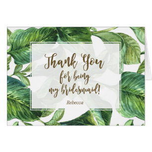 tropical thank you for being my bridesmaid card