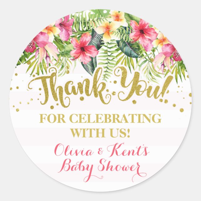 Tropical Thank you sticker Favour Sticker (Front)