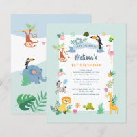 Tropical Theme 1st Birthday Party Invitation