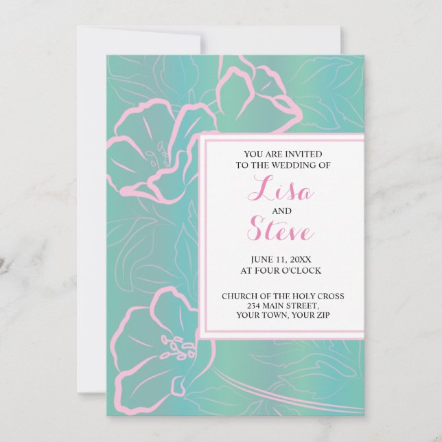 Tropical Theme Beach Destination Wedding Invitation (Front)