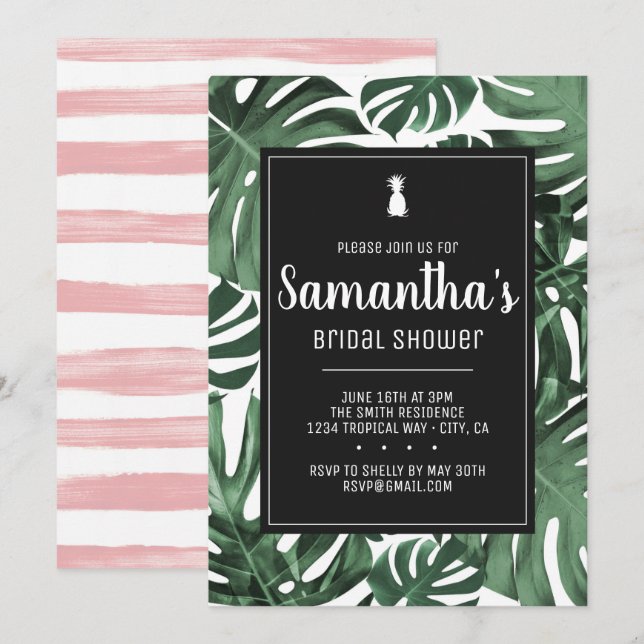 Tropical Theme Bridal Bachelorette Birthday Party Invitation (Front/Back)