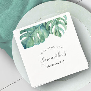 Tropical Theme Bridal Shower Palm Leaves Napkin