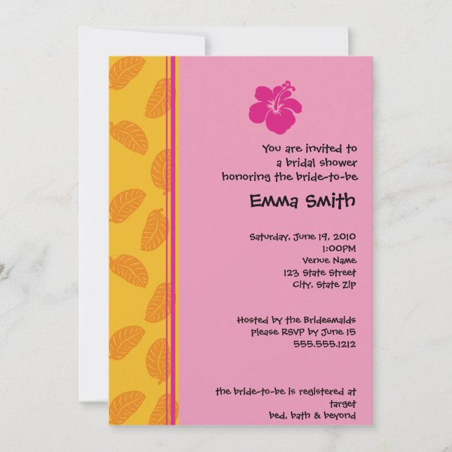 Tropical Theme Invitation (Front)