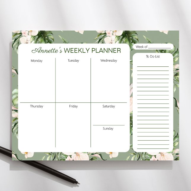 Tropical Theme Personalised Weekly Planner Pad (Creator Uploaded)