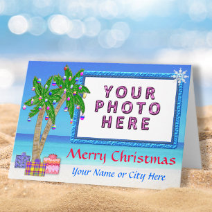 Tropical Themed "Add a PHOTO Christmas Cards" Holiday Card