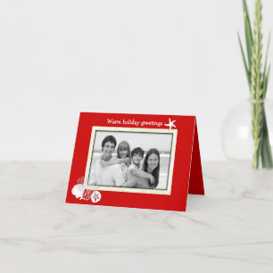Tropical Themed Christmas Red and White Photo Card