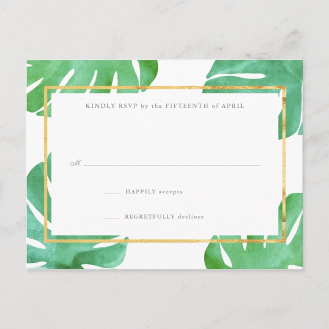 Tropical Themed Gold Reply Cards (Front)