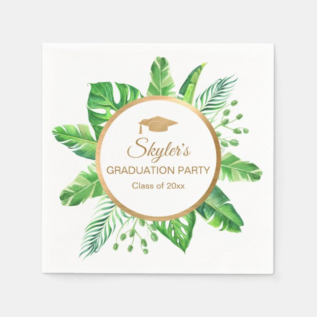 Tropical Themed Graduation Party Napkin (Front)