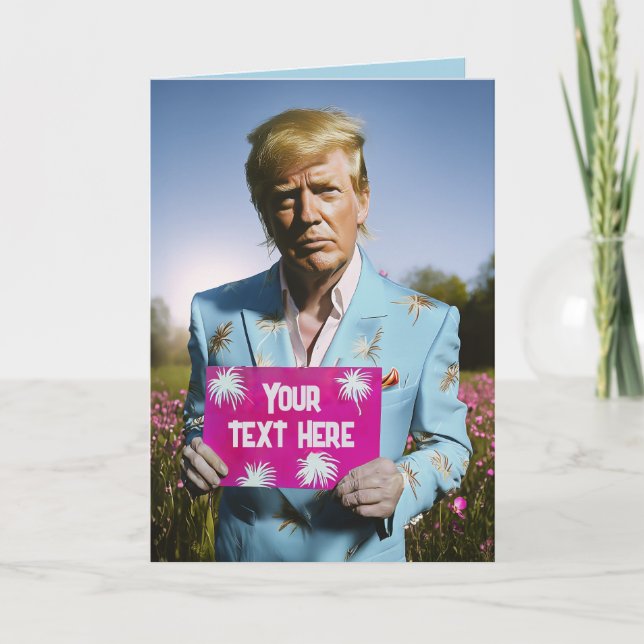 Tropical-Themed Portrait Donald Trump Lookalike Invitation (Front)