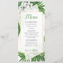 Tropical Themed Wedding Menu