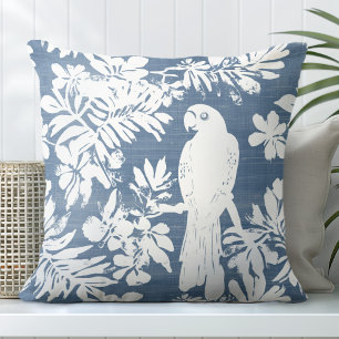 Tropical Throw Pillow with Beautiful Parrot