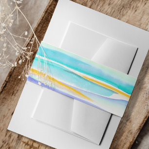 Tropical tide lines abstract art wedding invitation belly band