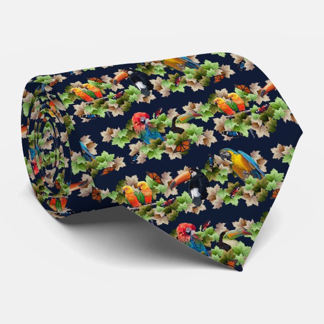 Tropical Tie Double Sided Print (Navy) (Rolled)