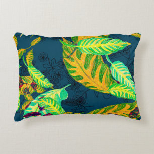Tropical Tie Dye Blue Gouache. Tropical Pattern. G Decorative Cushion