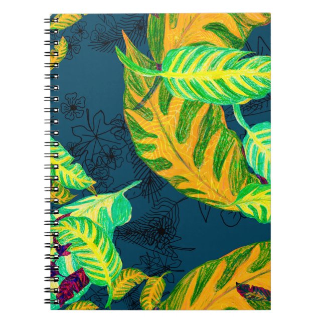 Tropical Tie Dye Blue Gouache. Tropical Pattern. G Notebook (Front)