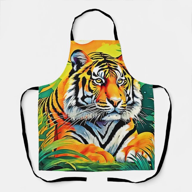 Tropical Tiger Art Apron (Front)