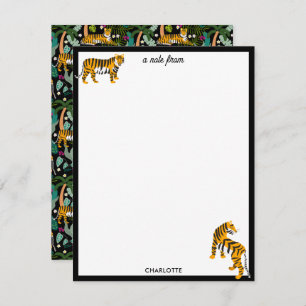 Tropical Tiger Black Botanical Jungle Safari Cats Card