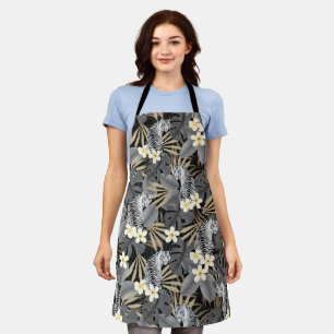 Tropical Tiger Hawaiian Palm Jungle Gray Apron