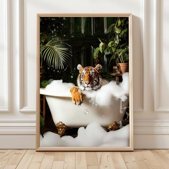 Tropical Tiger in Bathtub Print - Bathroom Wall Ar (Creator Uploaded)