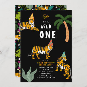 Tropical Tiger Jungle Safari Kids First Birthday  Invitation