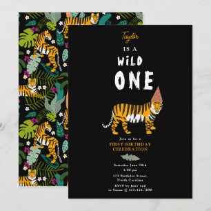 Tropical Tiger Jungle Safari Kids First Birthday  Invitation