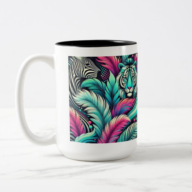 Tropical Tiger Mug – Vibrant Jungle Art (Left)