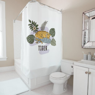 Tropical Tiger Rest Shower Curtain