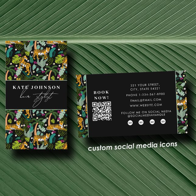 Tropical Tiger Salon Hair Stylist Makeup  Business Card (Tropical Tiger Salon Hair Stylist Makeup Business Card)