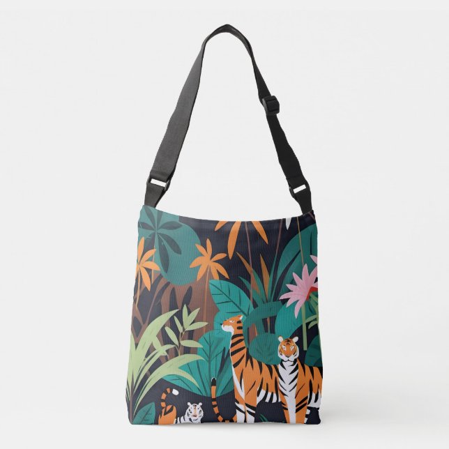 Tropical Tiger Trio Crossbody Bag (Front)