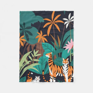 Tropical Tiger Trio Fleece Blanket