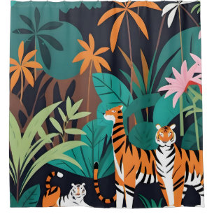 Tropical Tiger Trio Shower Curtain