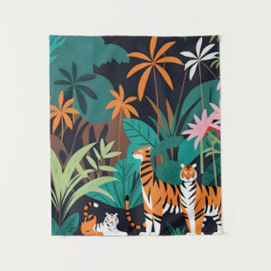 Tropical Tiger Trio Tapestry