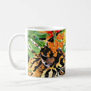 Tropical Tiger Watercolor Jungle Pattern Coffee Mug