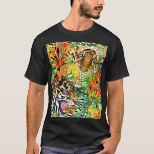Tropical Tiger Watercolor Jungle Pattern T-Shirt