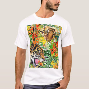 Tropical Tiger Watercolor Jungle Pattern T-Shirt