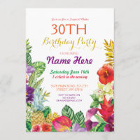 Tropical Tiki Aloha Chalk Birthday Party Invite