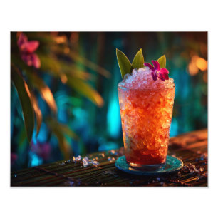 Tropical Tiki Cocktail Neon Jungle Vibe Photo Print
