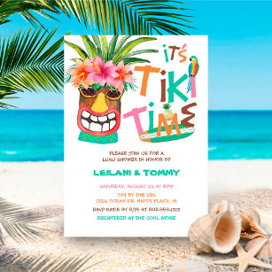 Tropical Tiki Luau Couples Shower Invitation