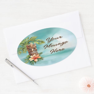 Tropical Tiki Party Oval Sticker
