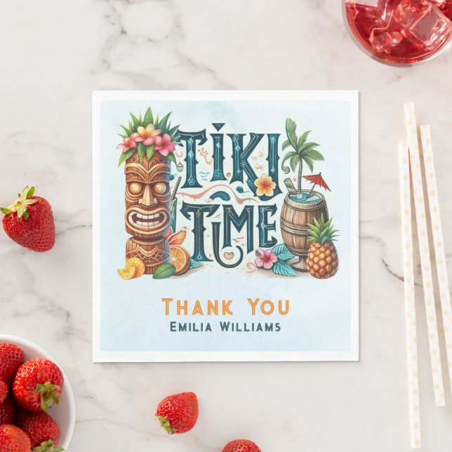 Tropical Tiki Party Wedding Luau Bridal Shower  Napkin (Insitu)