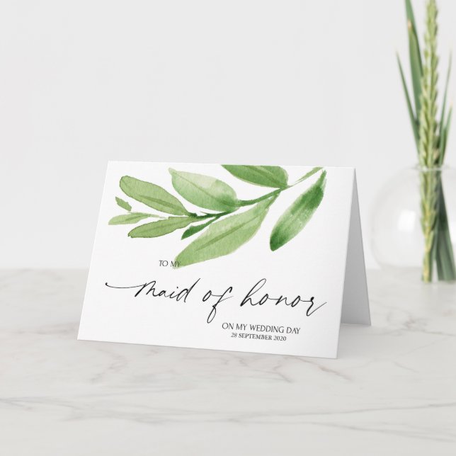 Tropical To My Maid of Honour on My Wedding Day Card (Front)