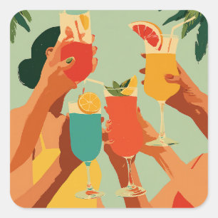 Tropical Toast to Bride-to-Be Square Sticker