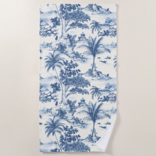 Tropical Toile De Jouy Beach Towel
