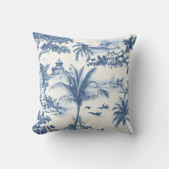 Tropical Toile De Jouy Cushion (Front)