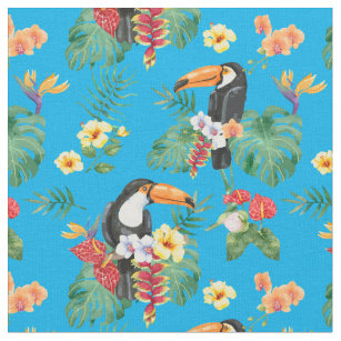 Tropical Toucan and Flowers Fabric